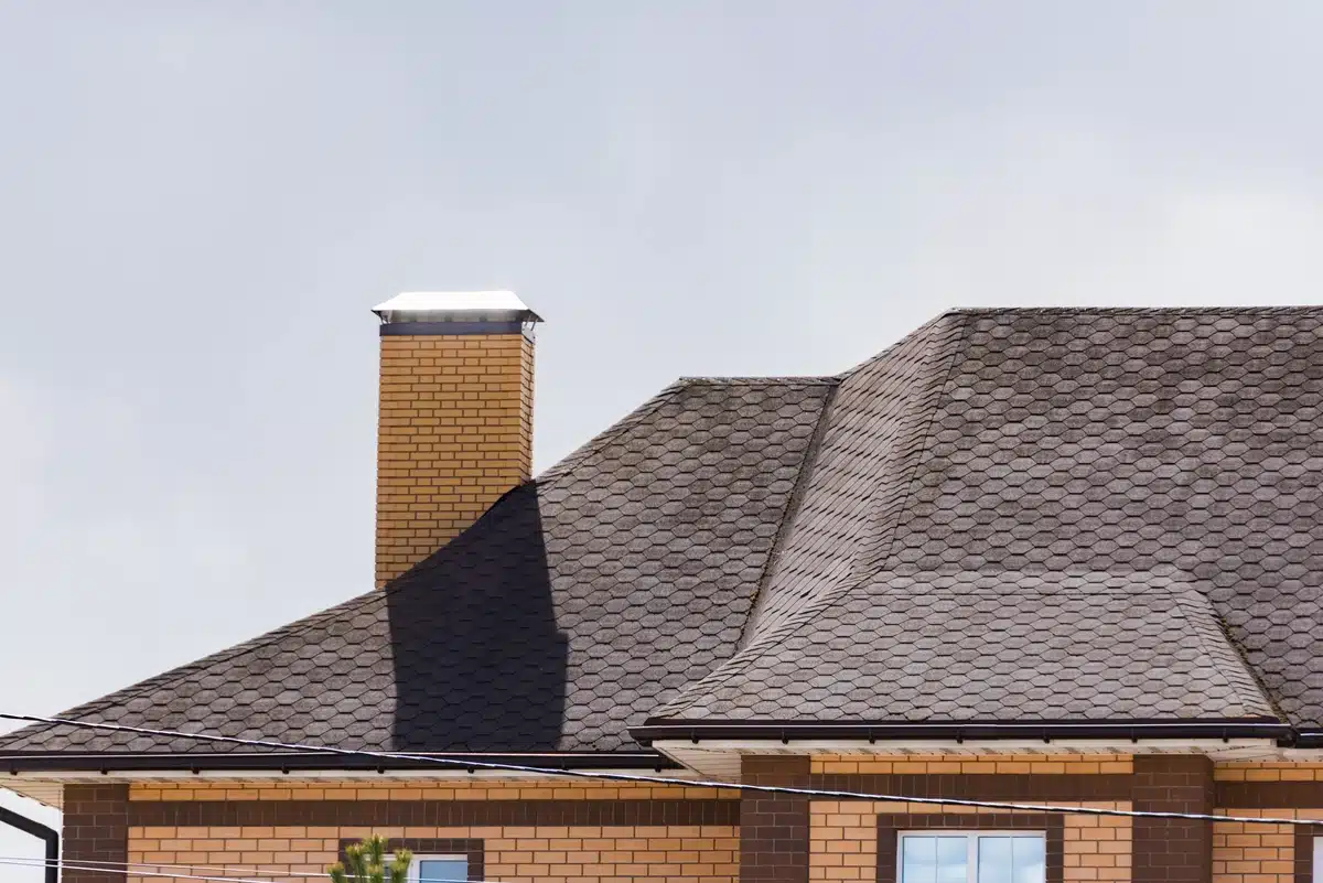 close up to house roof and chimney