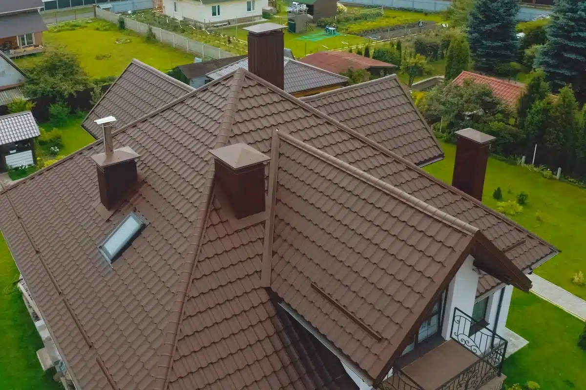 brown corrugated metal roof